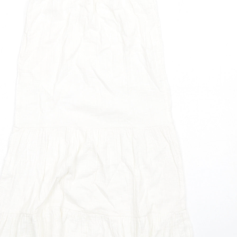 Marks & Spencer Girls White Cotton Trapeze & Swing Size 9-10 Years Round Neck Pullover