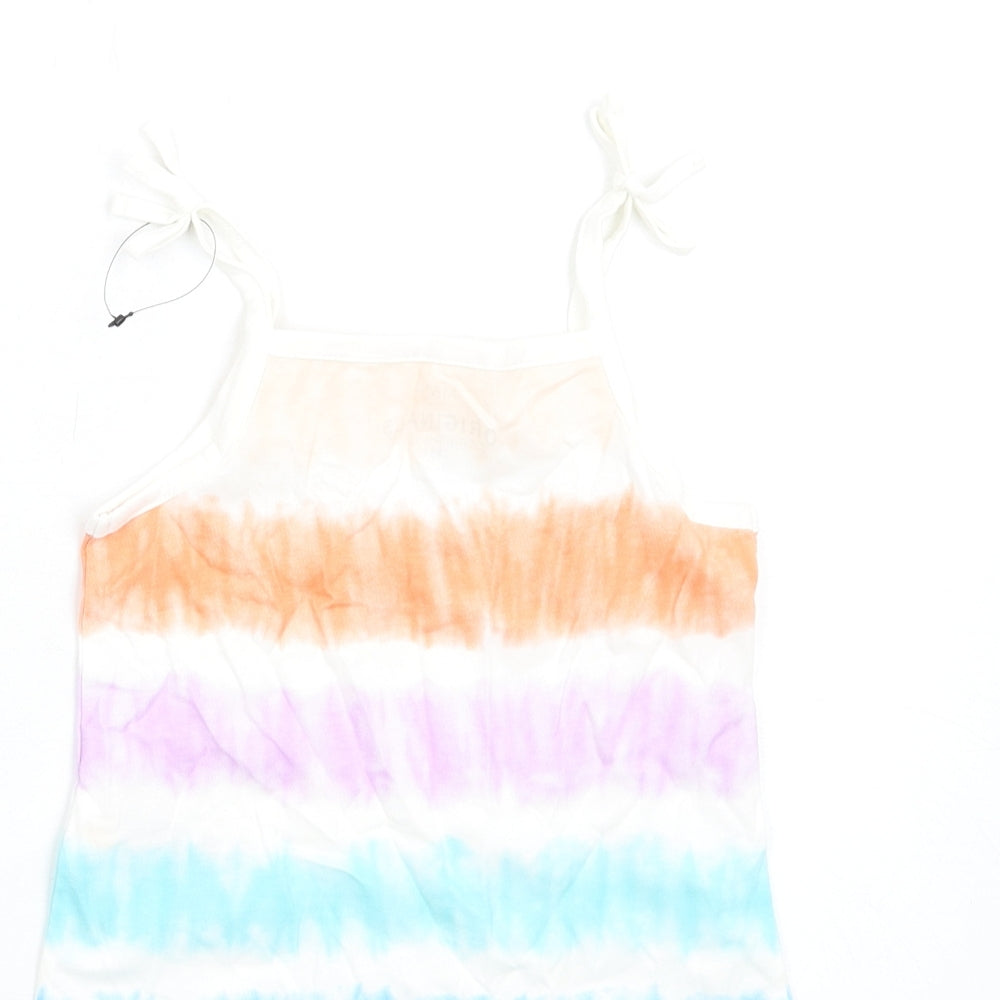 Marks & Spencer Girls Multicoloured Geometric Cotton Basic Tank Size 2-3 Years Square Neck Pullover