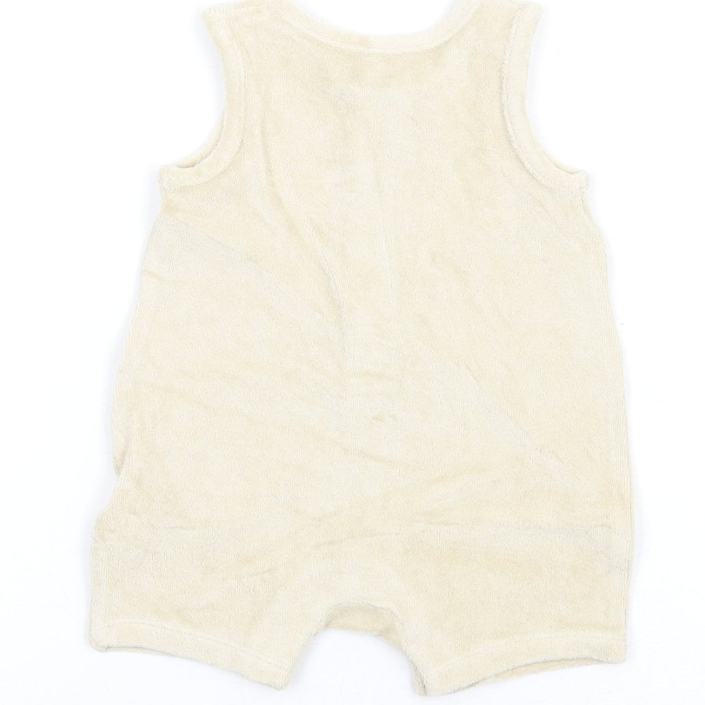 Marks & Spencer Baby Beige Cotton Romper One-Piece Size 0-3 Months Button
