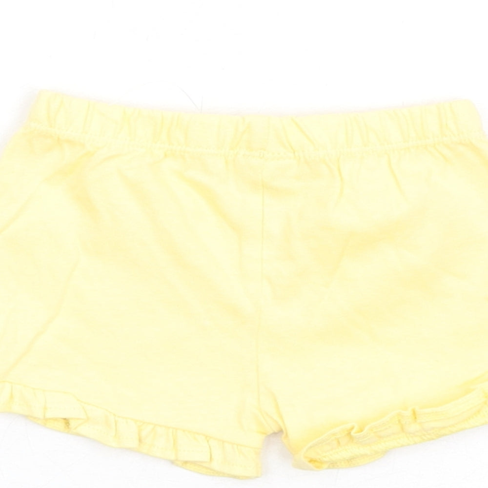 Marks & Spencer Girls Yellow Cotton Shorts Outfit/Set Size 0-3 Months Pullover