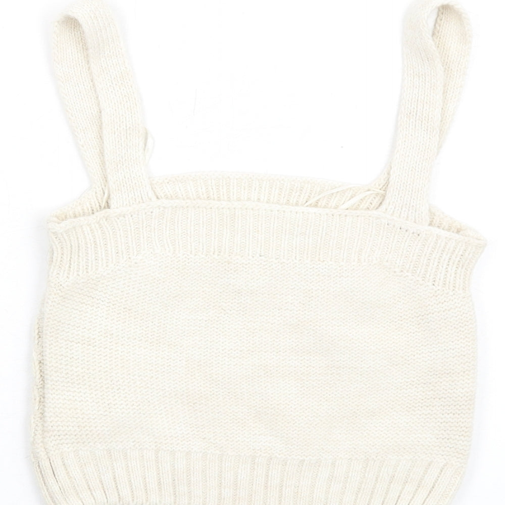 River Island Womens Ivory Acrylic Basic Tank Size XS Square Neck