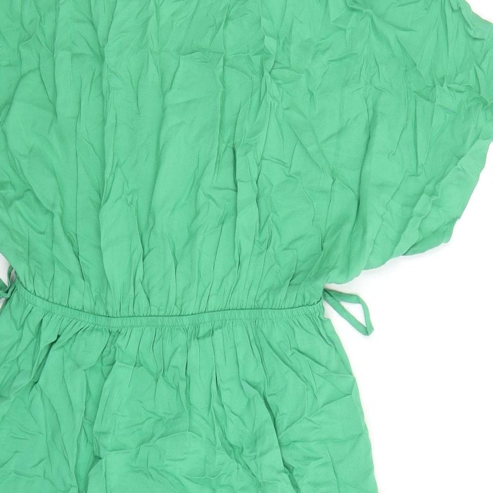Marks and Spencer Womens Green Viscose A-Line Size 14 V-Neck Pullover