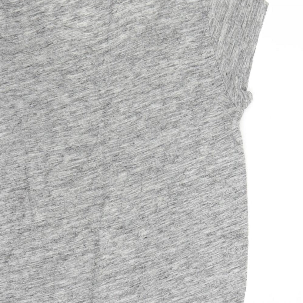 River Island Womens Grey Viscose Basic T-Shirt Size 8 Round Neck