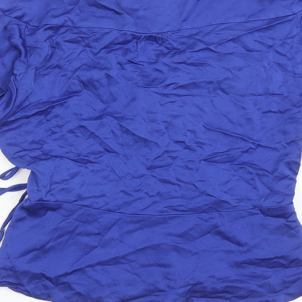 Zara Womens Blue Viscose Wrap Blouse Size S V-Neck