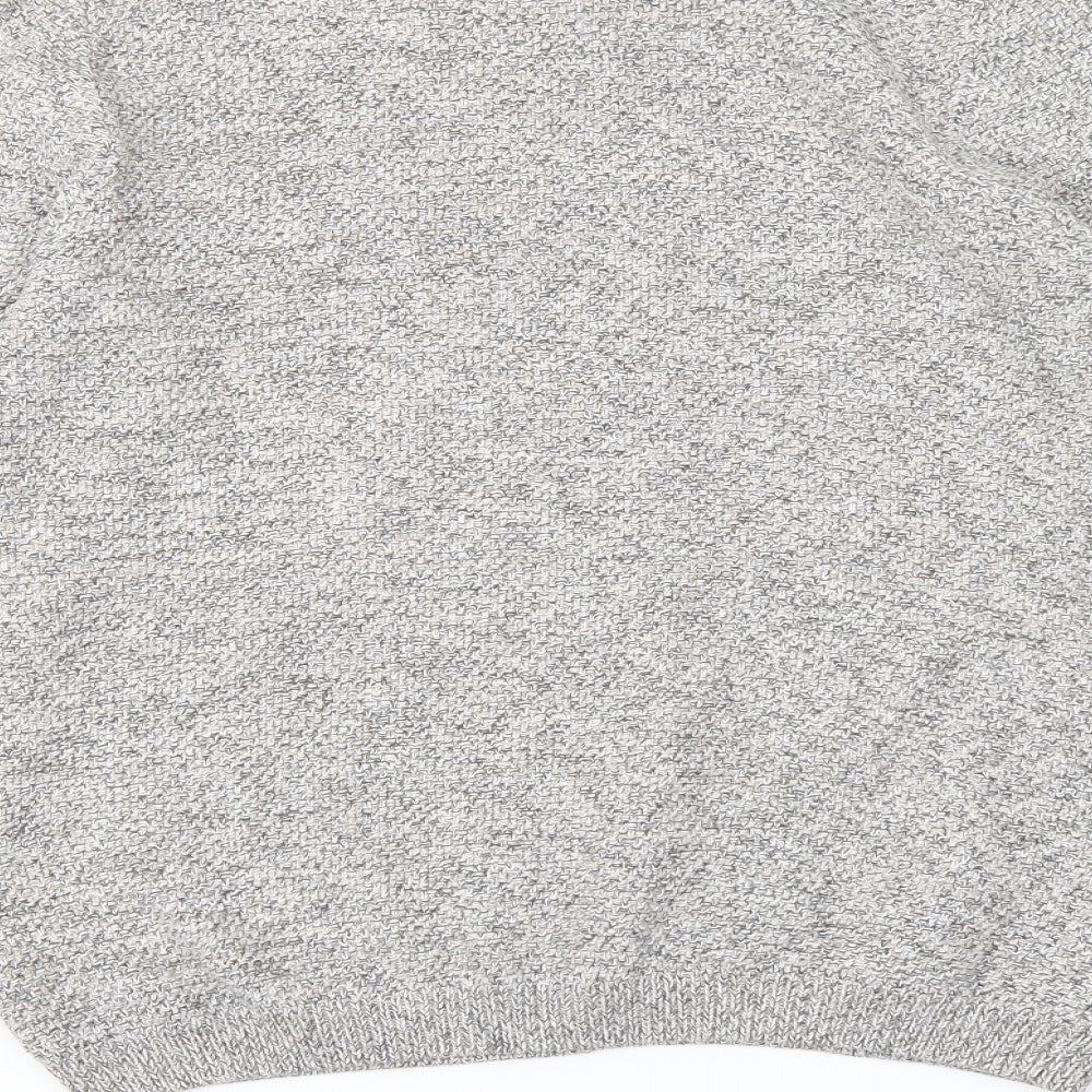 Marks & Spencer Mens Beige Crew Neck Cotton Pullover Jumper Size L Long Sleeve