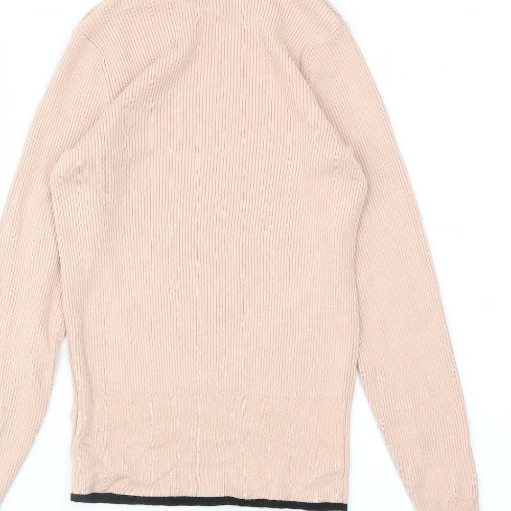 Marks & Spencer Womens Pink Mock Neck Viscose Pullover Jumper Size 10