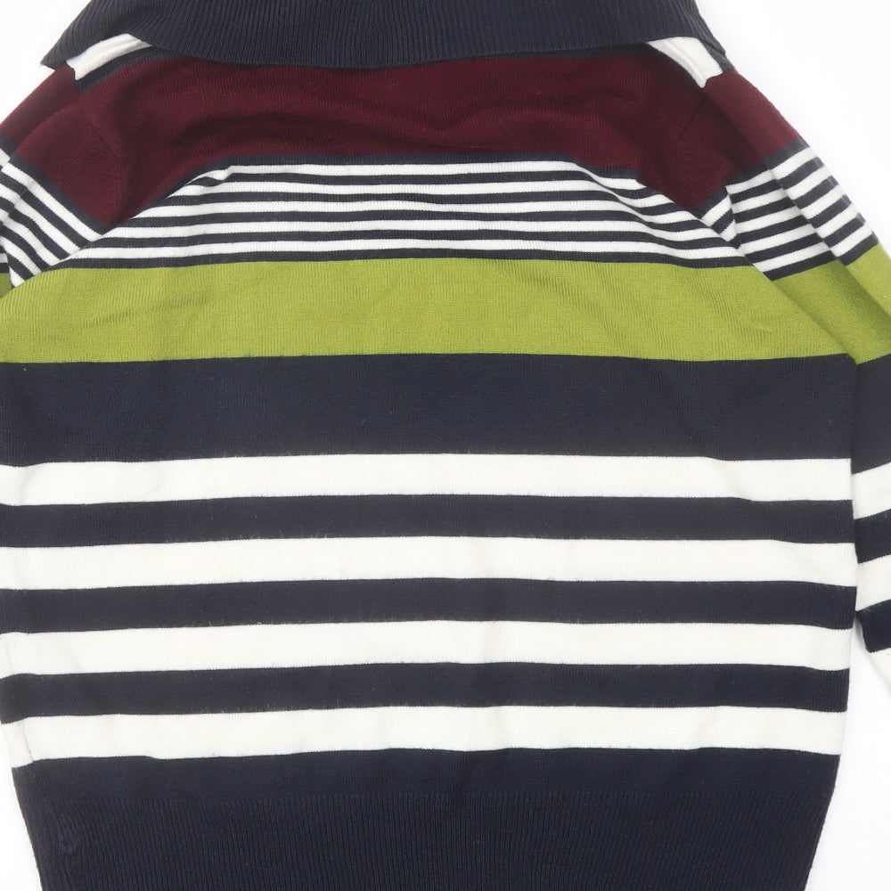 EWM Womens Multicoloured Roll Neck Striped Acrylic Pullover Jumper Size S