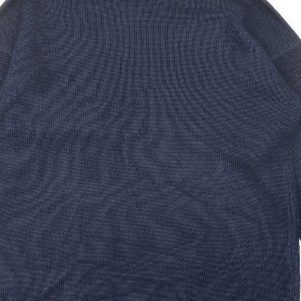 Bonprix Womens Blue Round Neck Acrylic Pullover Jumper Size M