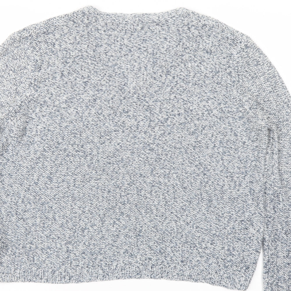 Pimke Womens Blue V-Neck Acrylic Pullover Jumper Size S