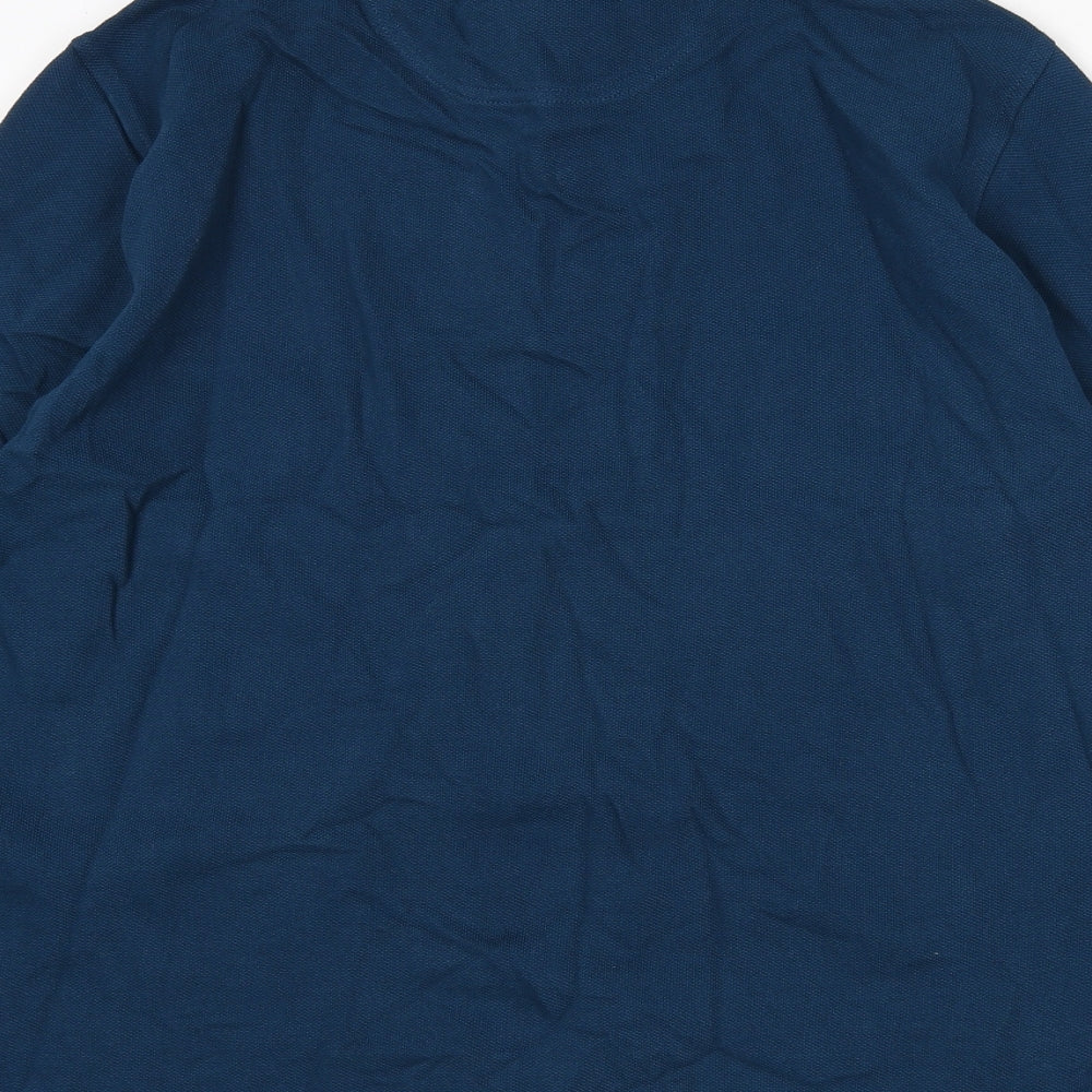 Marks & Spencer Mens Blue Cotton Henley Sweatshirt Size M - Stripe Detail