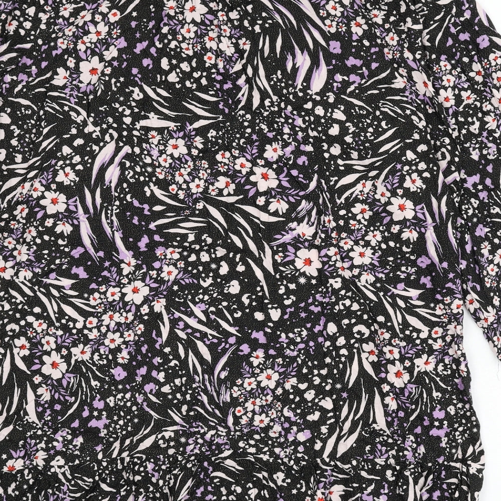 Marks & Spencer Womens Multicoloured Geometric Viscose Sheath Size 22 V-Neck Button - Flowers, Glitter