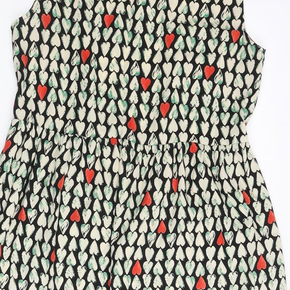 Love Womens Multicoloured Geometric Polyester Shift Size M Round Neck Pullover - Size M-L Heart Pattern