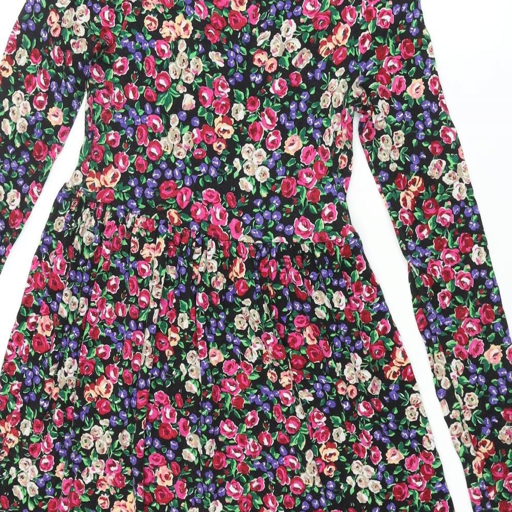 ASOS Womens Multicoloured Floral Viscose A-Line Size 8 Roll Neck Pullover