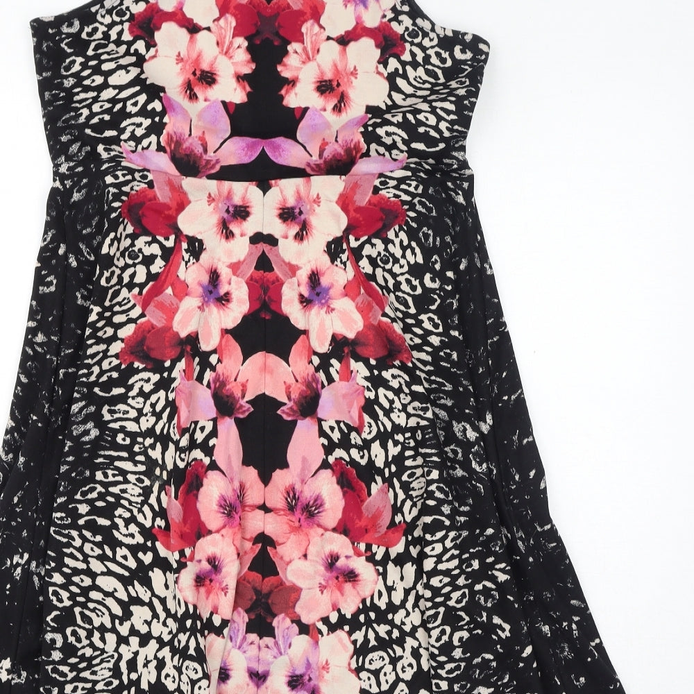 H&M Womens Black Floral Polyester Tank Dress Size M Round Neck Pullover - Leopard print