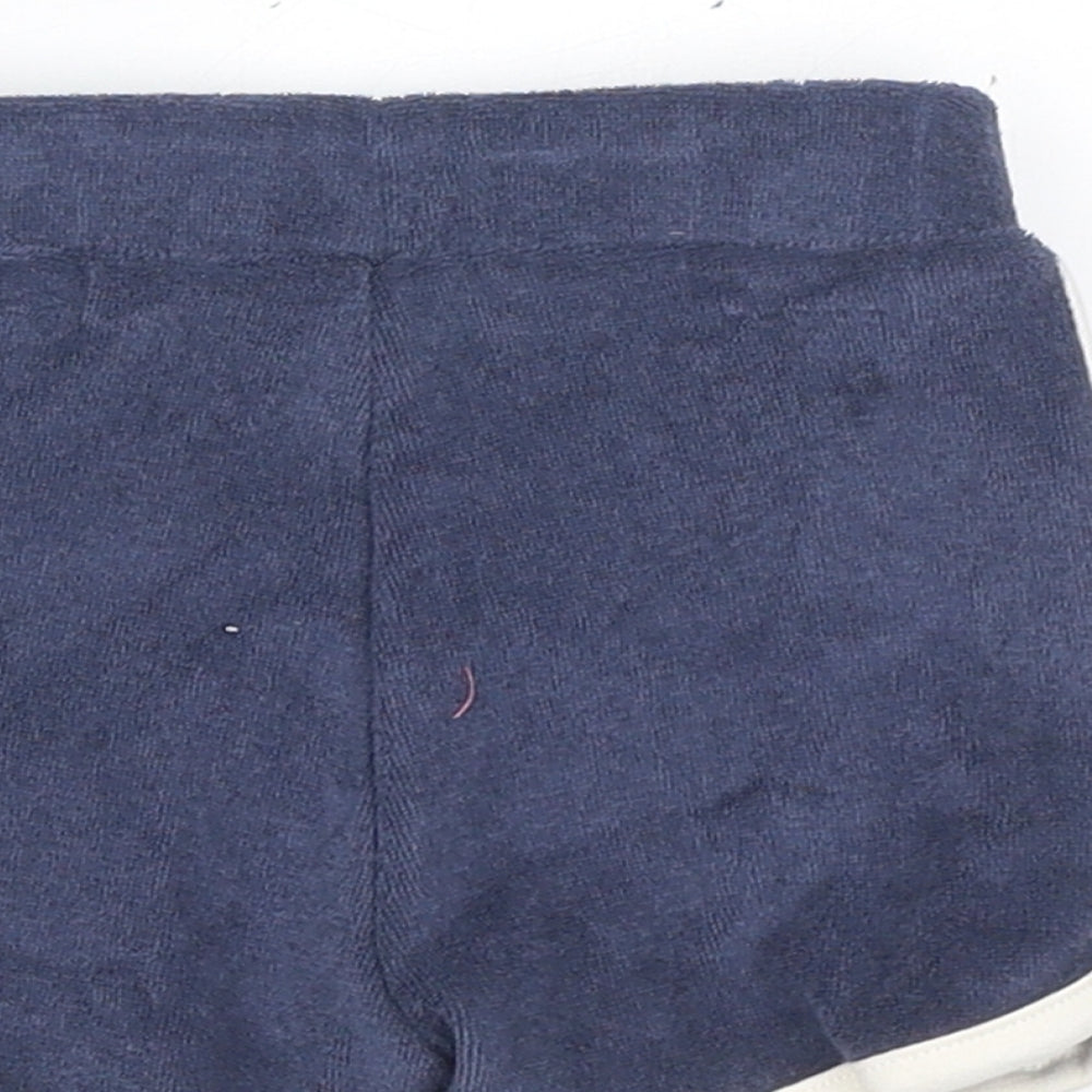 Marks & Spencer Boys Blue Cotton Cropped Trousers Size 3-6 Months Drawstring - Harry Potter, Inside Leg 2in