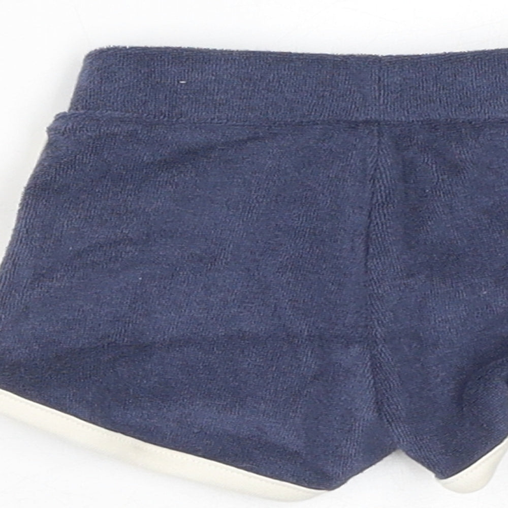 Marks & Spencer Boys Blue Cotton Jogger Trousers Size 3-6 Months Drawstring - Inside Leg 2in