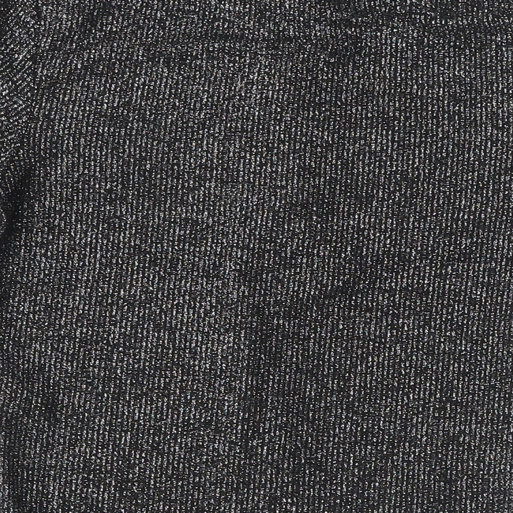 Light Before Dark Womens Black Viscose Cropped T-Shirt Size S Round Neck - Sparkle Zip Front