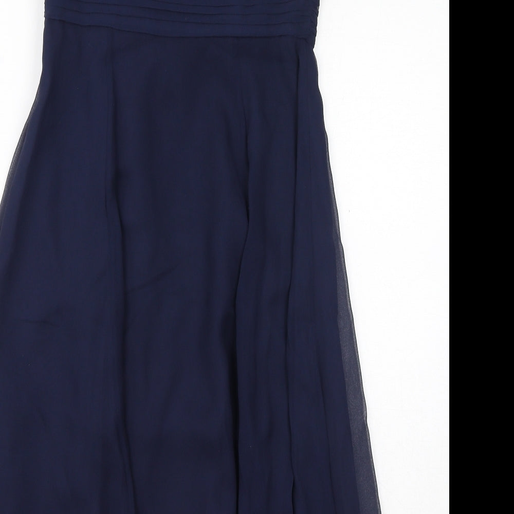 Coast Womens Blue Acetate A-Line Size 10 Round Neck Zip
