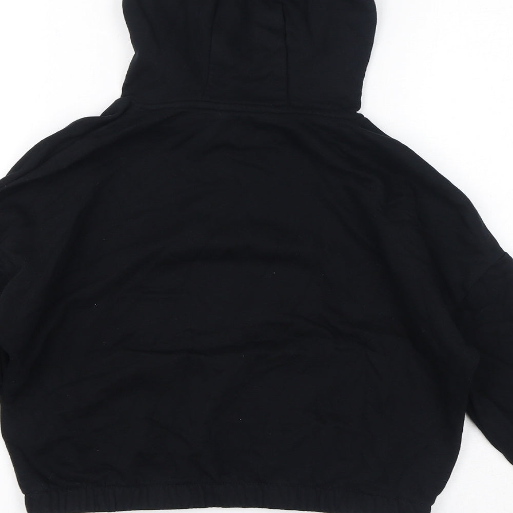 Marks & Spencer Girls Black Cotton Pullover Hoodie Size 9-10 Years Pullover - Be Your Own Icon, Cropped