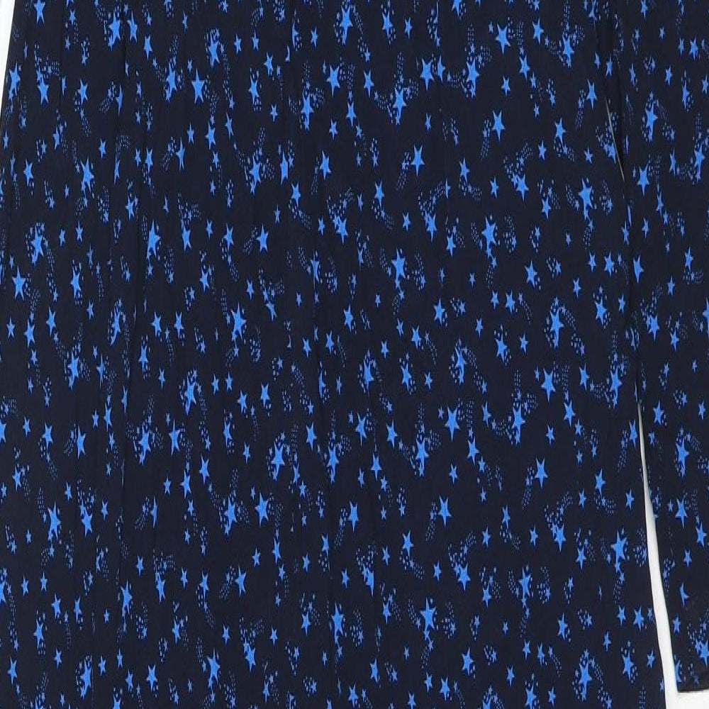 Marks & Spencer Womens Blue Geometric Viscose Jumpsuit One-Piece Size 8 L26 in Pullover