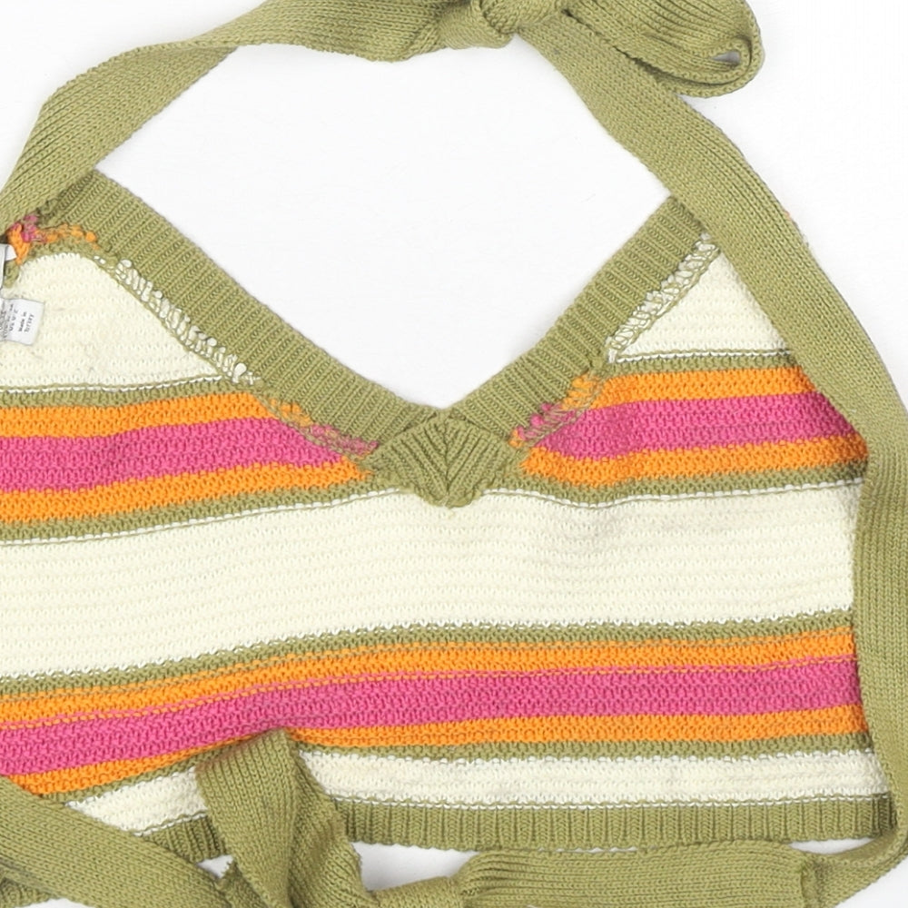 Topshop Womens Multicoloured Striped Polyester Wrap Tank Size XS V-Neck