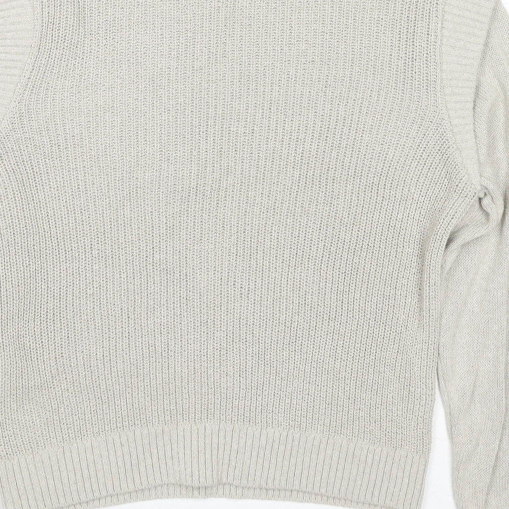 Only Womens Beige Round Neck Cotton Pullover Jumper Size S
