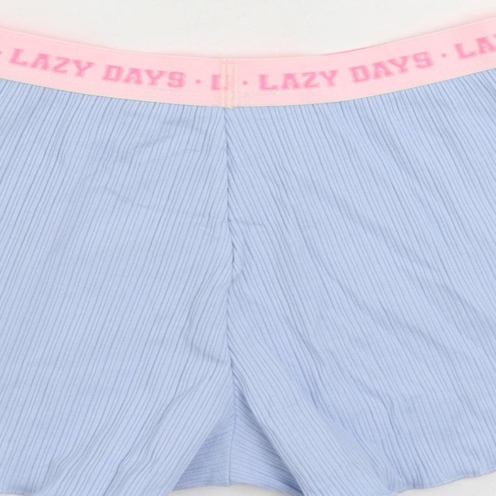 Marks & Spencer Girls Blue Solid Cotton Cami Sleep Shorts Size 7-8 Years - Lazy Days