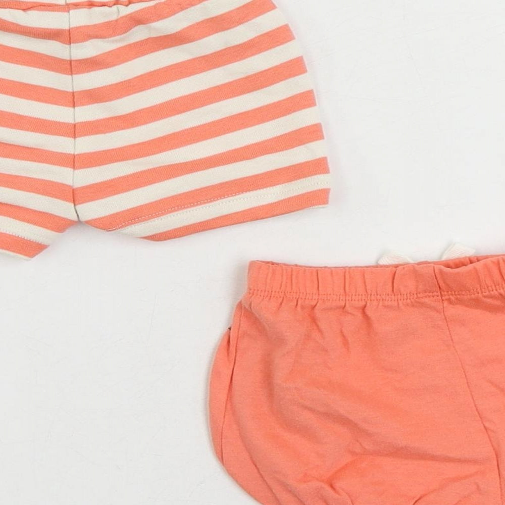 Marks & Spencer Baby Pink Striped Cotton Shorts Set Outfit/Set Size 0-3 Months