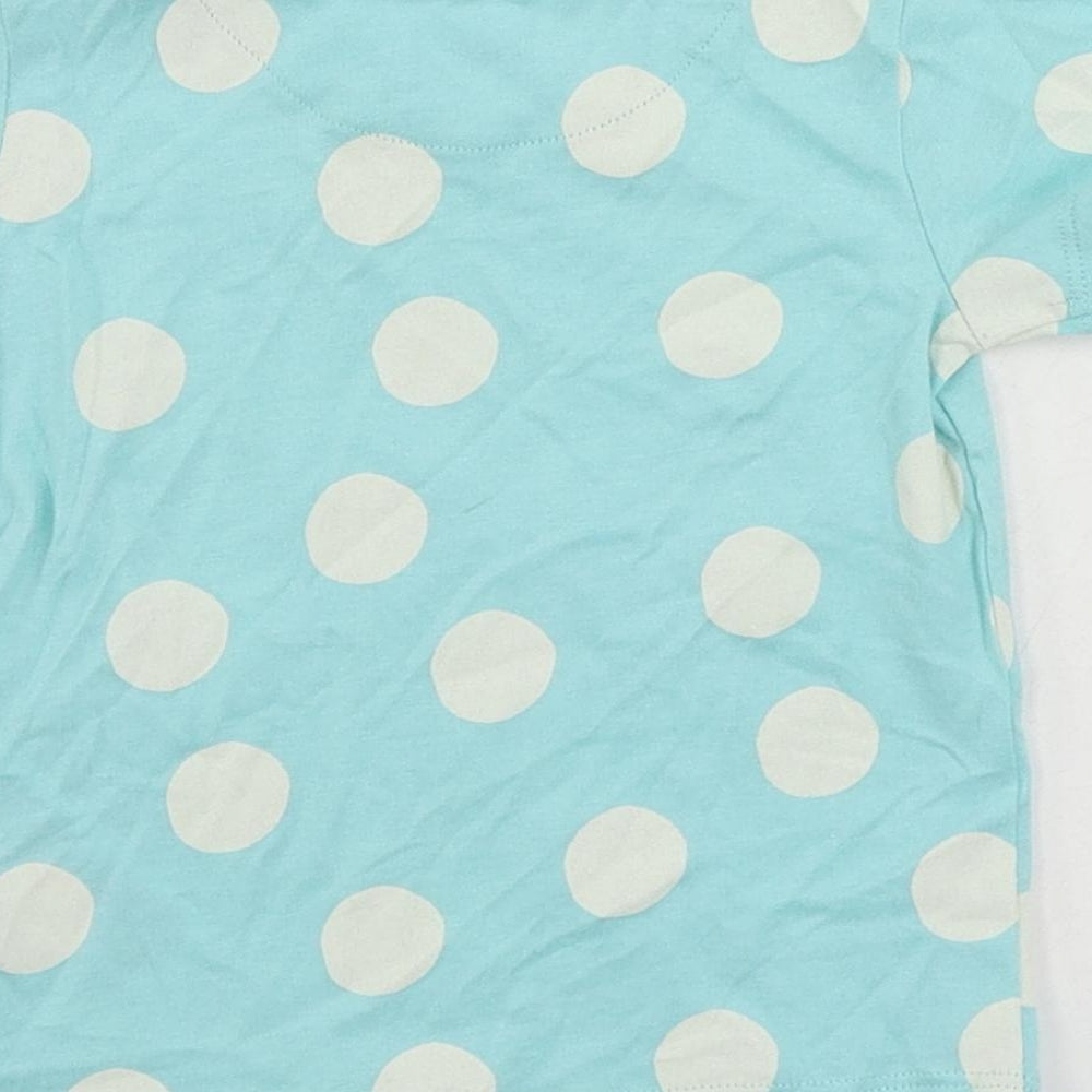 Marks & Spencer Baby Blue Polka Dot Cotton Pullover T-Shirt Size 3-6 Months Crew Neck Snap