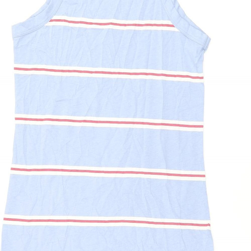 Marks & Spencer Womens Blue Striped Cotton Bodycon Size M Round Neck Pullover