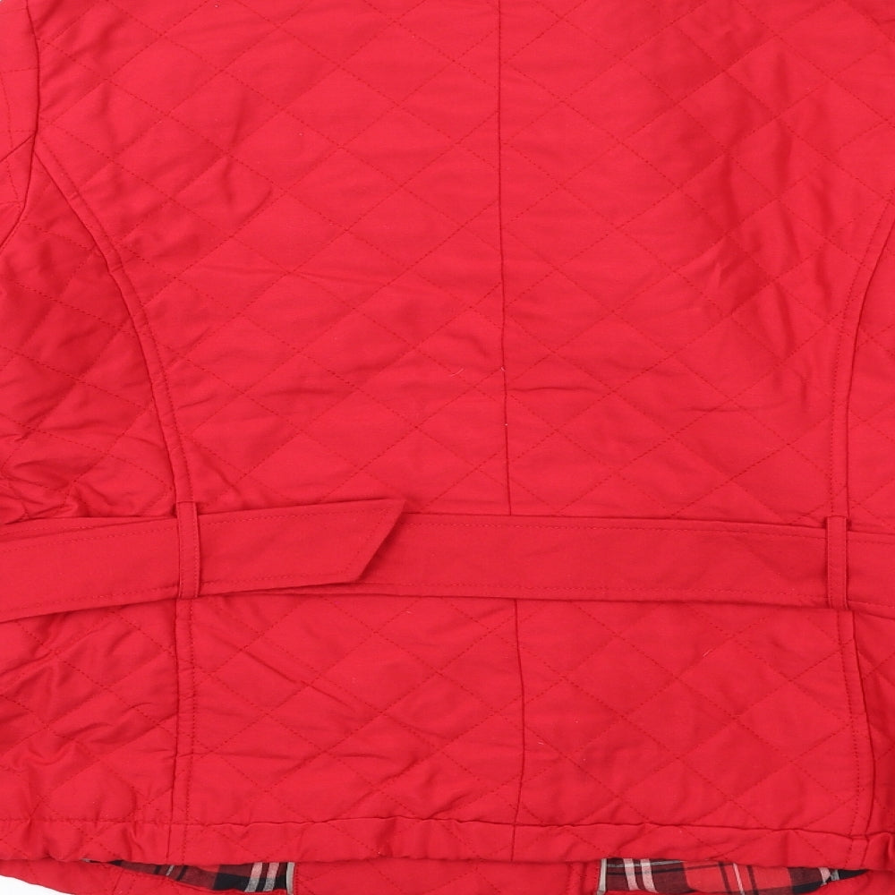 Rossetti Womens Red Quilted Coat Size 14 Button