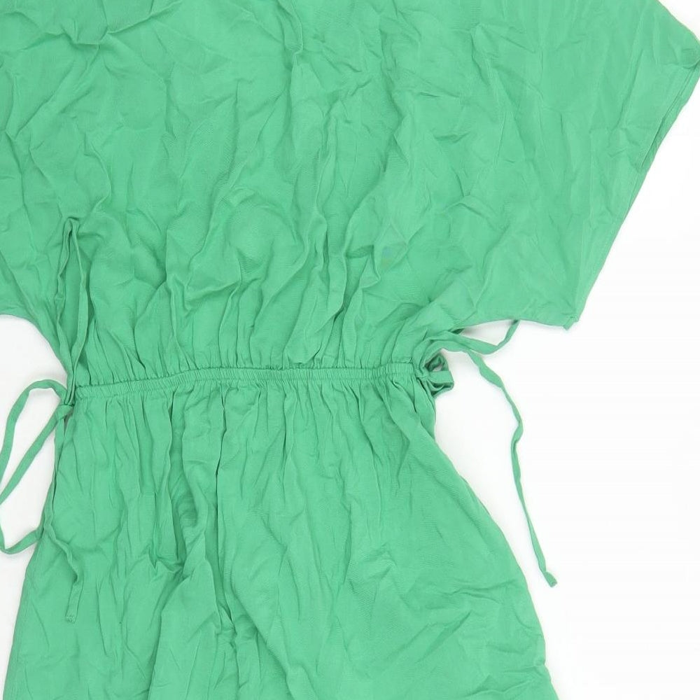 Marks & Spencer Womens Green Viscose A-Line Size 6 V-Neck Pullover
