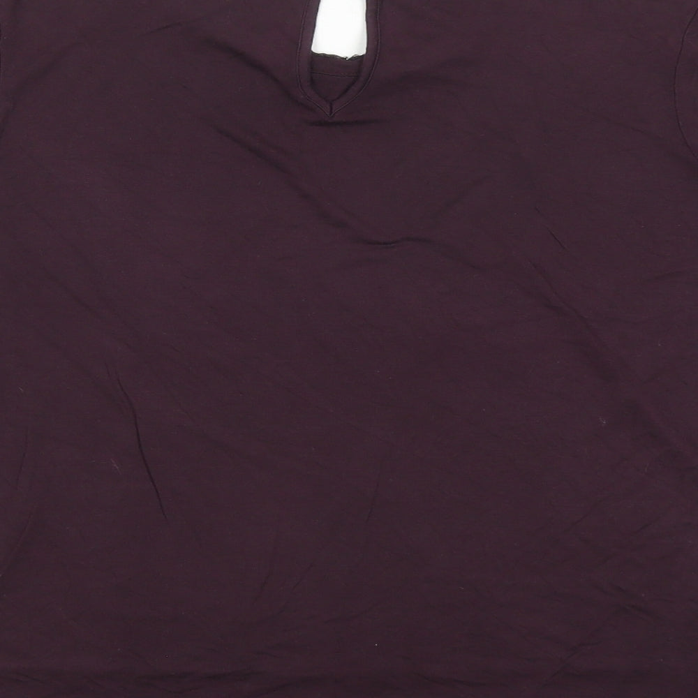 NEXT Womens Purple Viscose Basic T-Shirt Size 12 Round Neck - Beaded Neckline