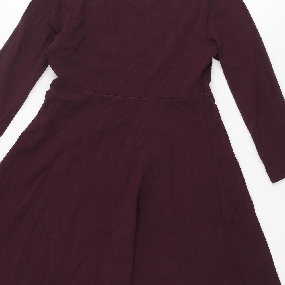 Topshop Womens Purple Cotton A-Line Size 12 Round Neck Pullover