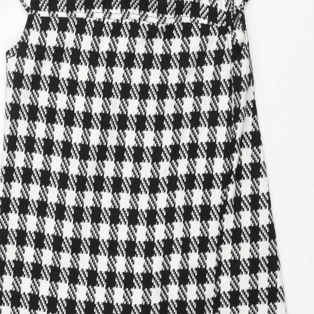 Tsega Womens Black Houndstooth Polyester Shift Size 10 Collared Button - Button Detail