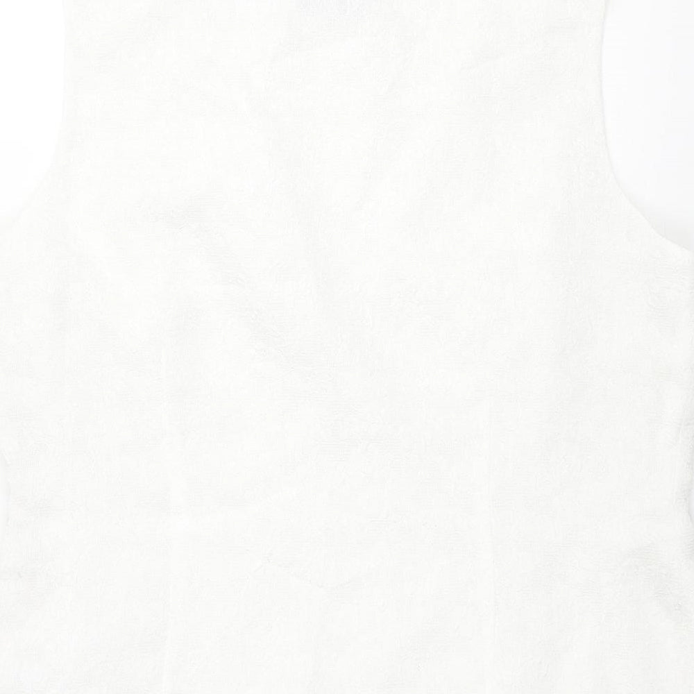 Planet Womens White Floral Polyester Basic Blouse Size 16 Round Neck