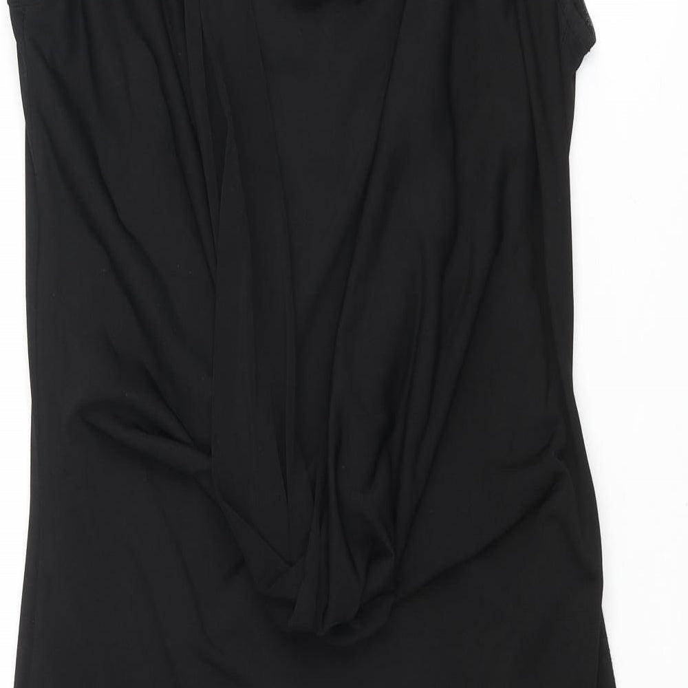 Pied A Terre Womens Black Polyester Pencil Dress Size 10 Boat Neck Pullover - Cowl Back