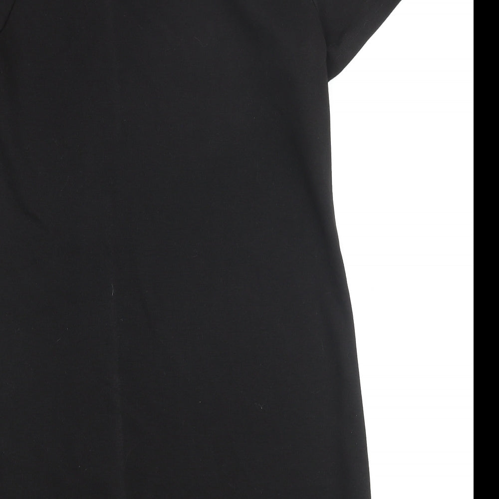 New Look Womens Black Polyester Shift Size 8 Round Neck Pullover - Velvet Stripe Textured