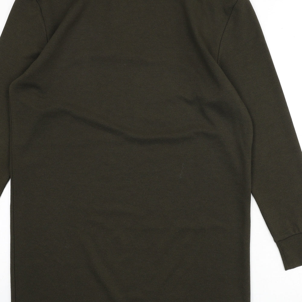 Mango Womens Green Polyester Sheath Size S Mock Neck Pullover