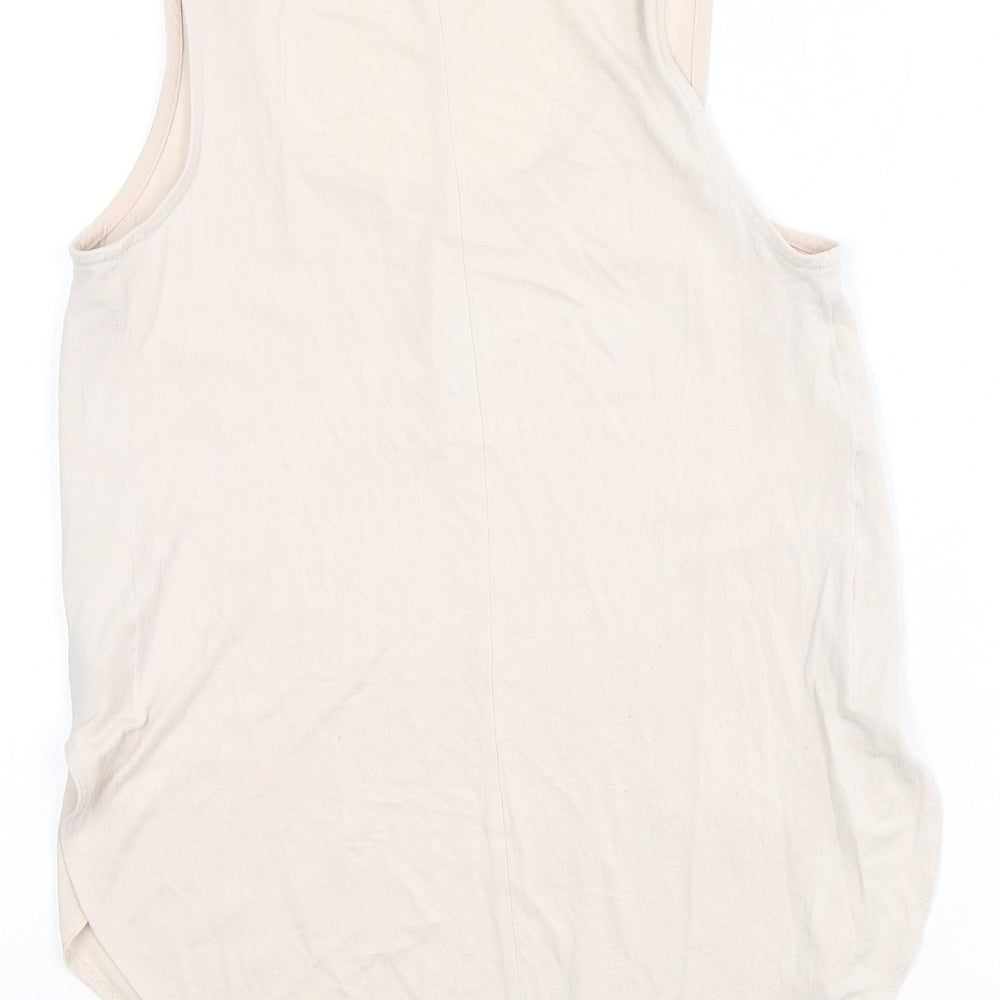 New Look Womens Beige Polyester Basic Tank Size 8 Scoop Neck