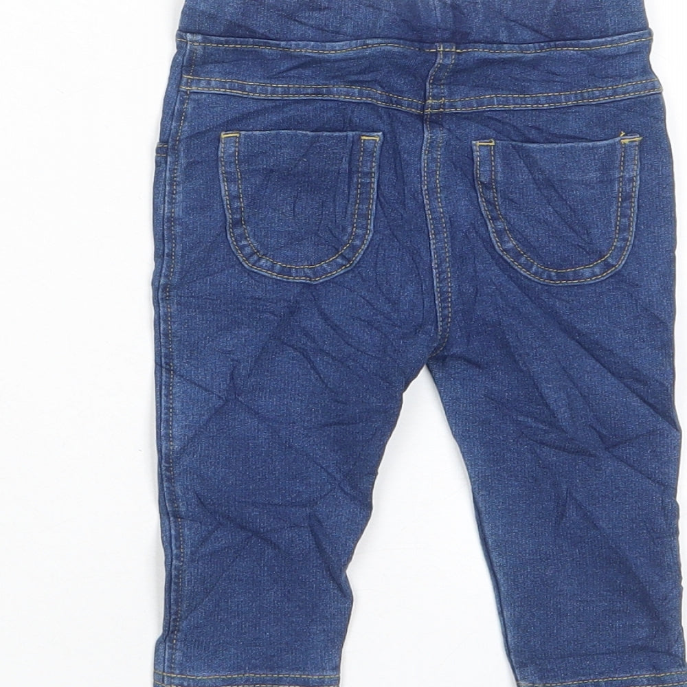 Marks & Spencer Girls Blue Cotton Capri Jeans Size 6-9 Months Pullover