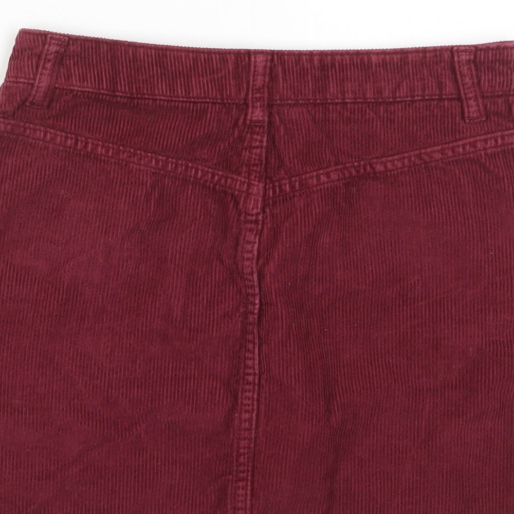 Topshop Womens Red Cotton A-Line Skirt Size 6 Zip - Pockets