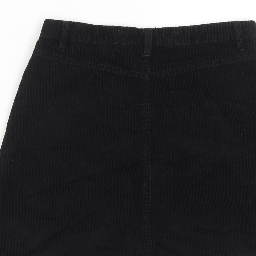 Denim & Co. Womens Black Polyester A-Line Skirt Size 6 Zip