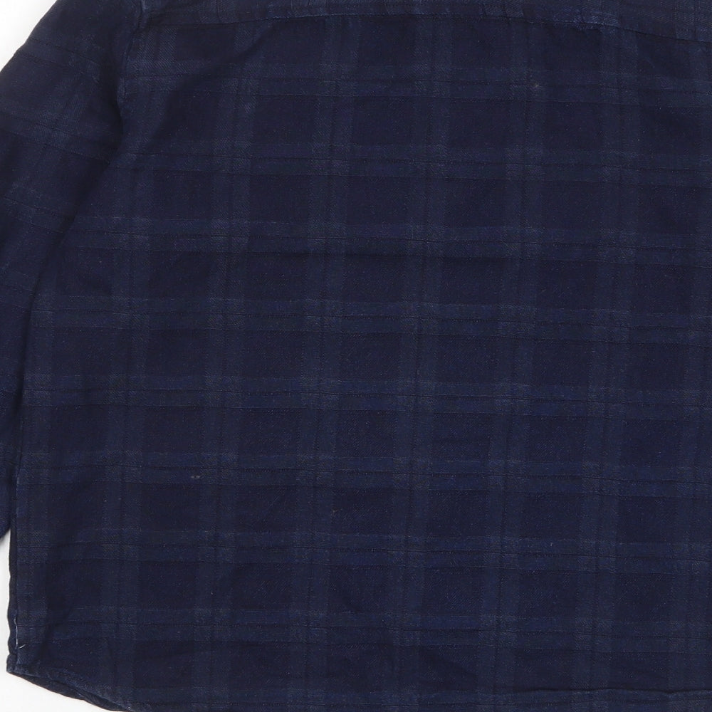 Native Youth Mens Blue Plaid Cotton Button-Up Size S Collared Button