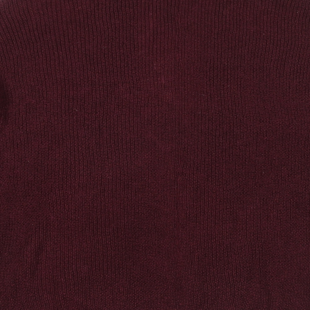 Mango Womens Red V-Neck Acrylic Cardigan Jumper Size XS