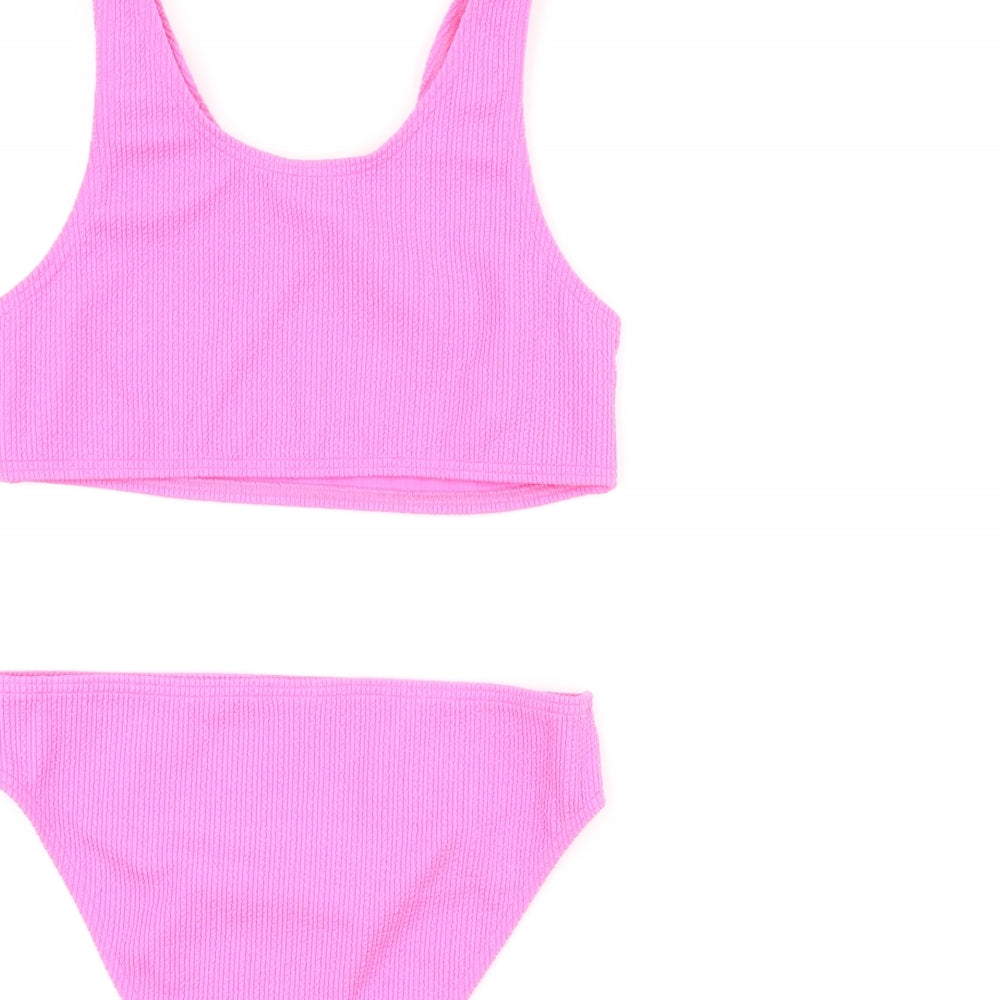 Marks & Spencer Girls Pink Polyester Bodysuit Outfit/Set Size 10-11 Years Pullover - Bikini Set