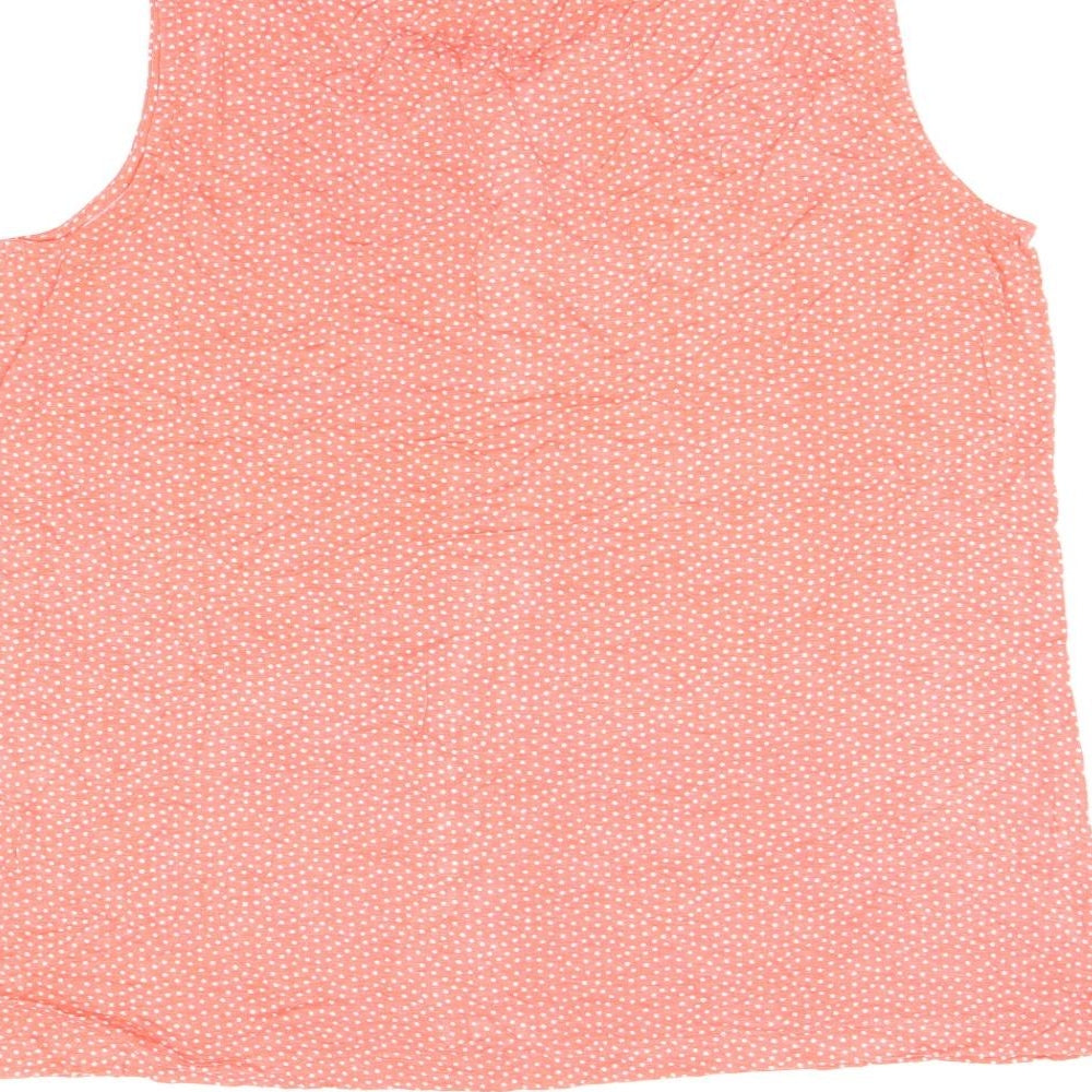 Croft & Barrow Womens Red Polka Dot Polyester Basic T-Shirt Size L Round Neck