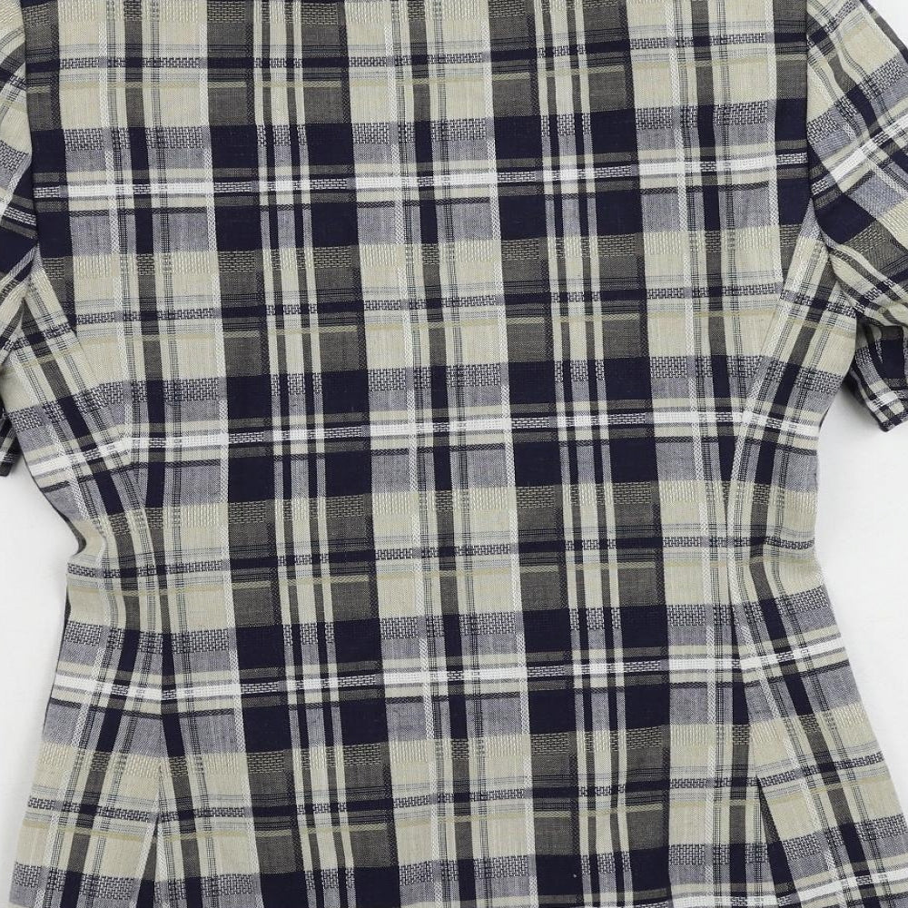 St Michael Womens Blue Plaid Jacket Blazer Size 8 Button