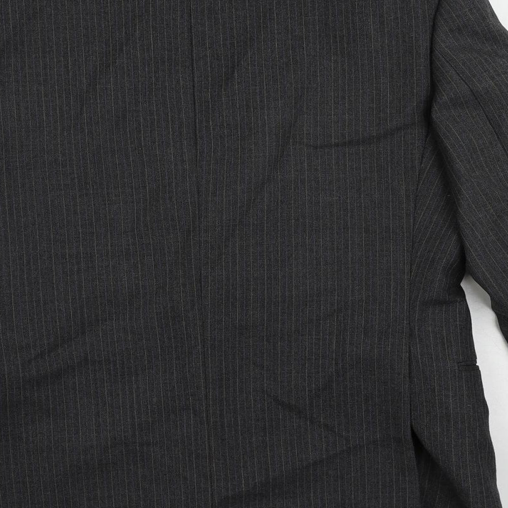 St Michael Mens Grey Striped Wool Jacket Suit Jacket Size 38 Regular