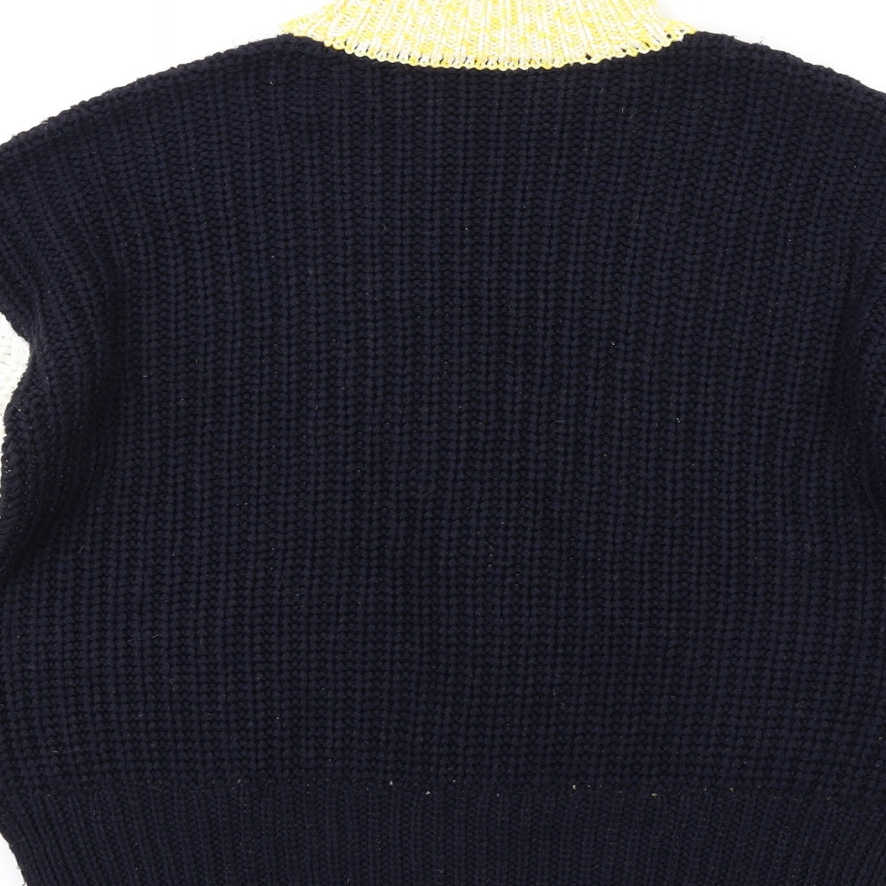 Marks & Spencer Womens Multicoloured High Neck Acrylic Pullover Jumper Size M